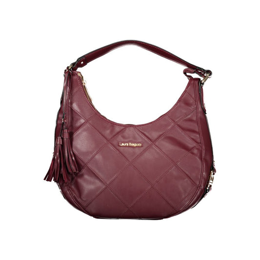 Purple quilted leather handbag with fringe detailing