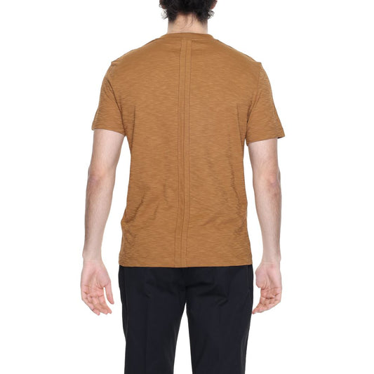 Men's brown cotton t-shirt with short sleeves
