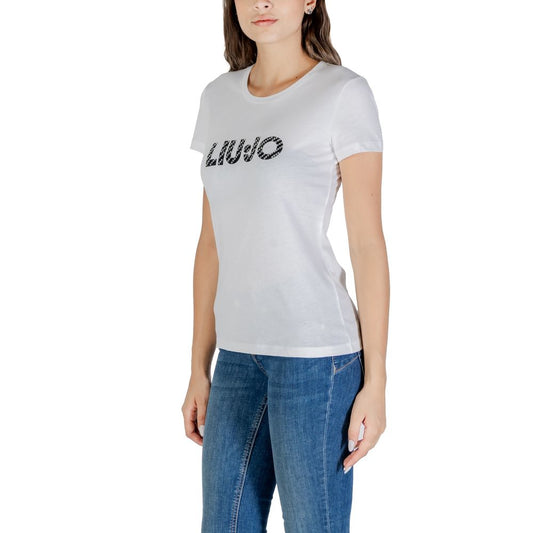 White t-shirt with black lettering