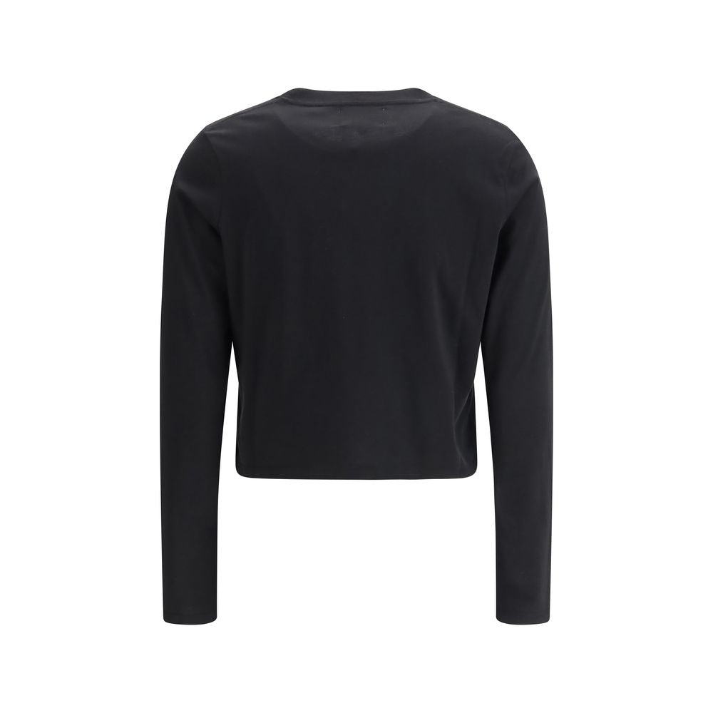 A black long sleeve t-shirt with a round neckline