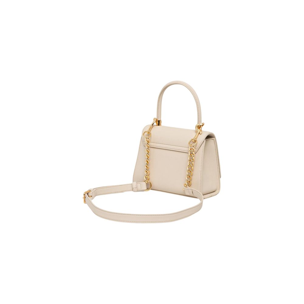 Small beige purse with gold accents