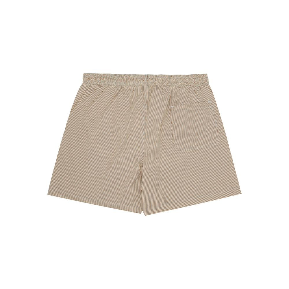 Tan shorts with elastic waistband