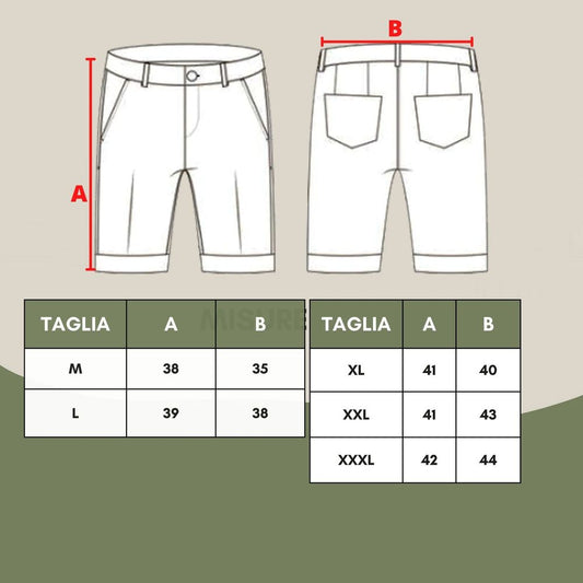 Pair of men's shorts in different sizes