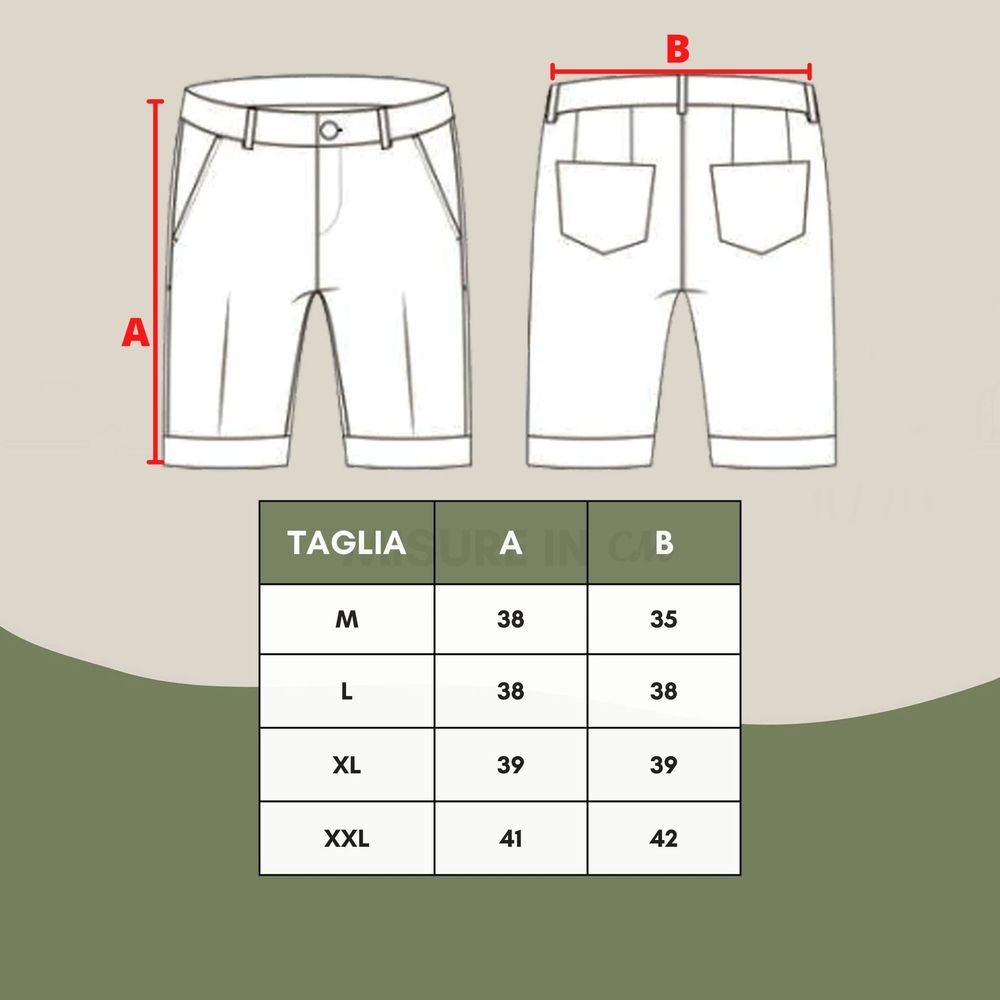 Pair of men's shorts in different sizes