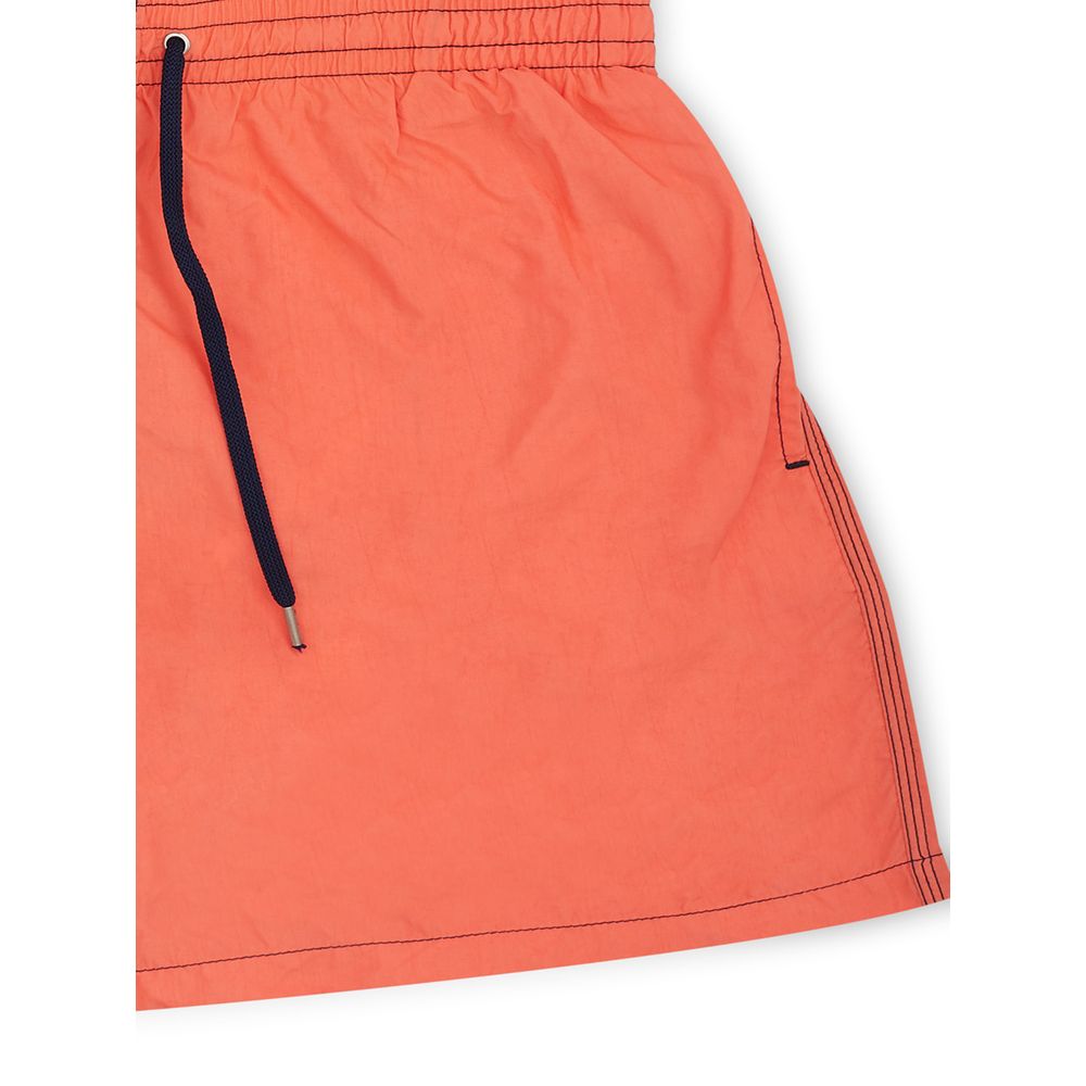 Orange swim trunks with drawstring waistband