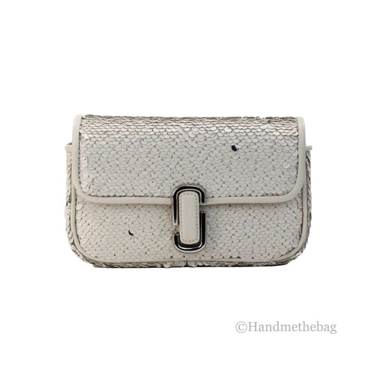 Small white leather crossbody bag with silver hardware
