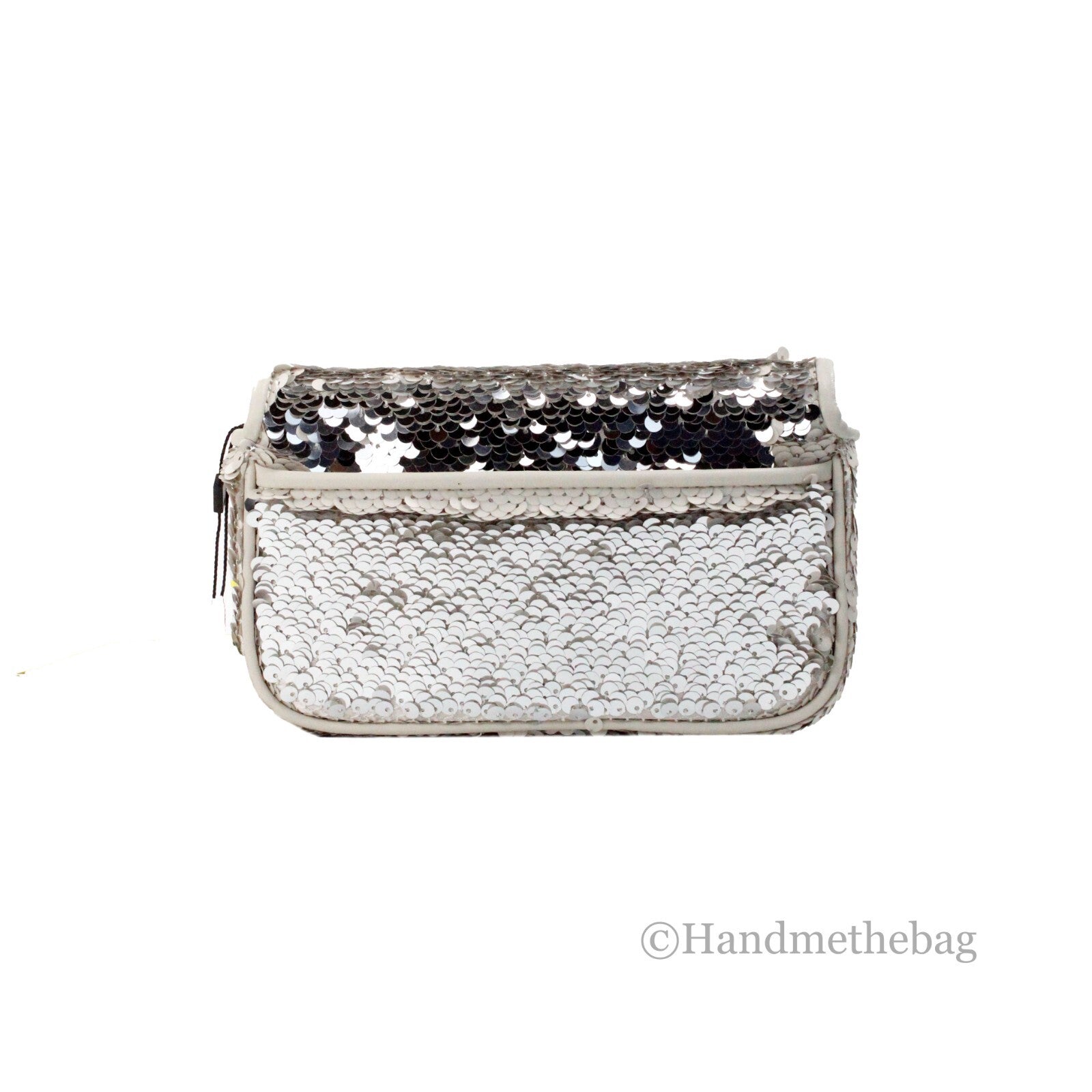 Silver sequined clutch purse