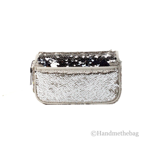 Silver sequined clutch purse