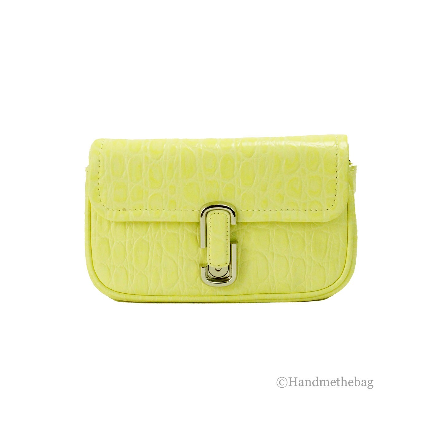 Yellow crocodile skin wallet with silver clasp