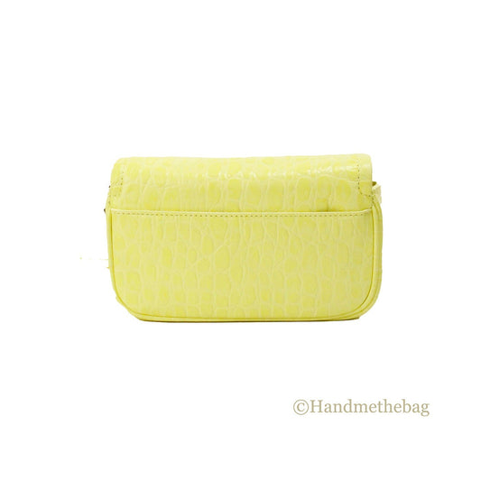 Yellow crocodile skin clutch purse