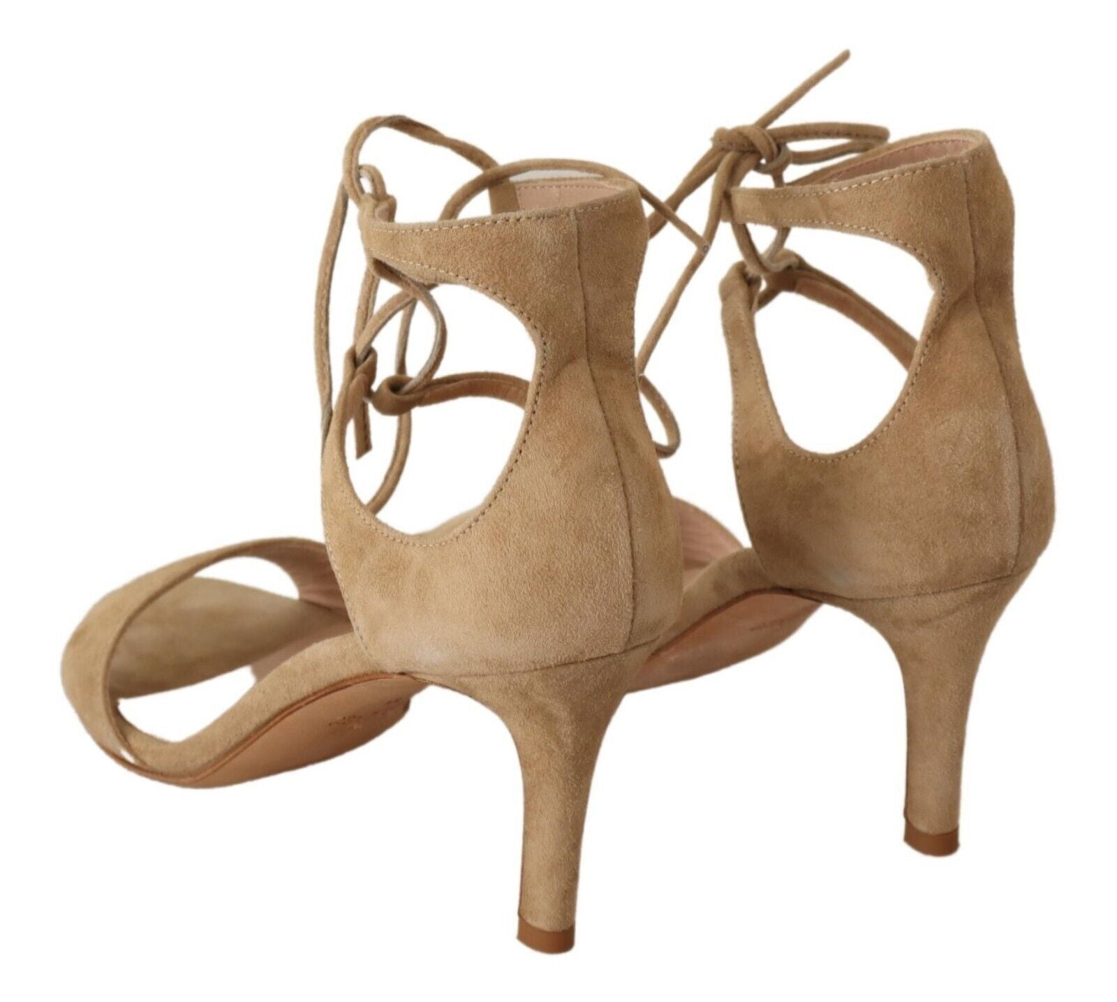 Pair of women's high heel sandals with ankle straps and a stiletto heel