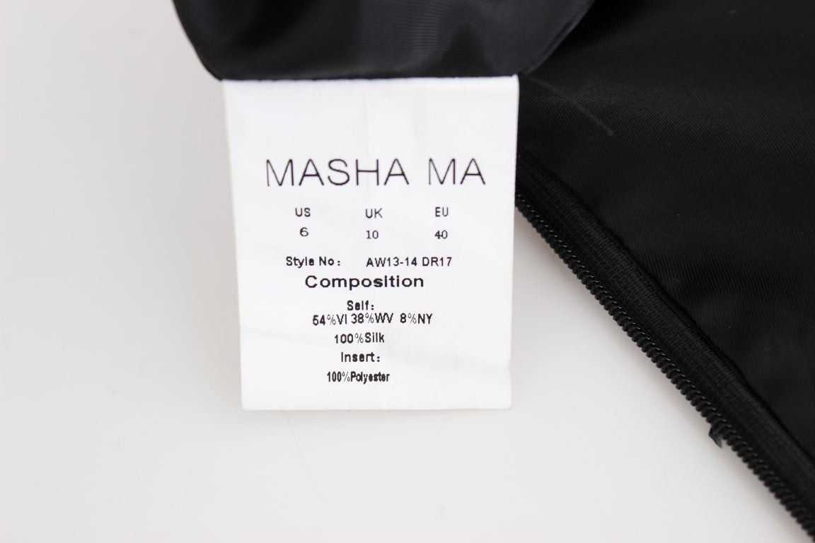 Black fabric tag on garment