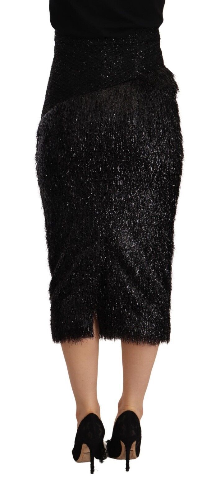 Black sequined skirt with ruffled hem