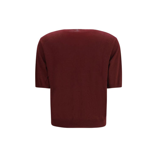 Red wool turtleneck sweater with ribbed neckline and cuffs, from the brand Max Mara