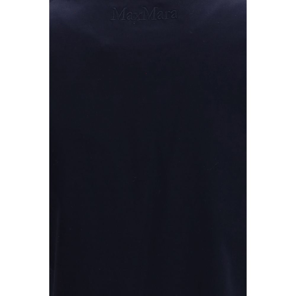 A black t-shirt with a label that reads "Max Mara" on it