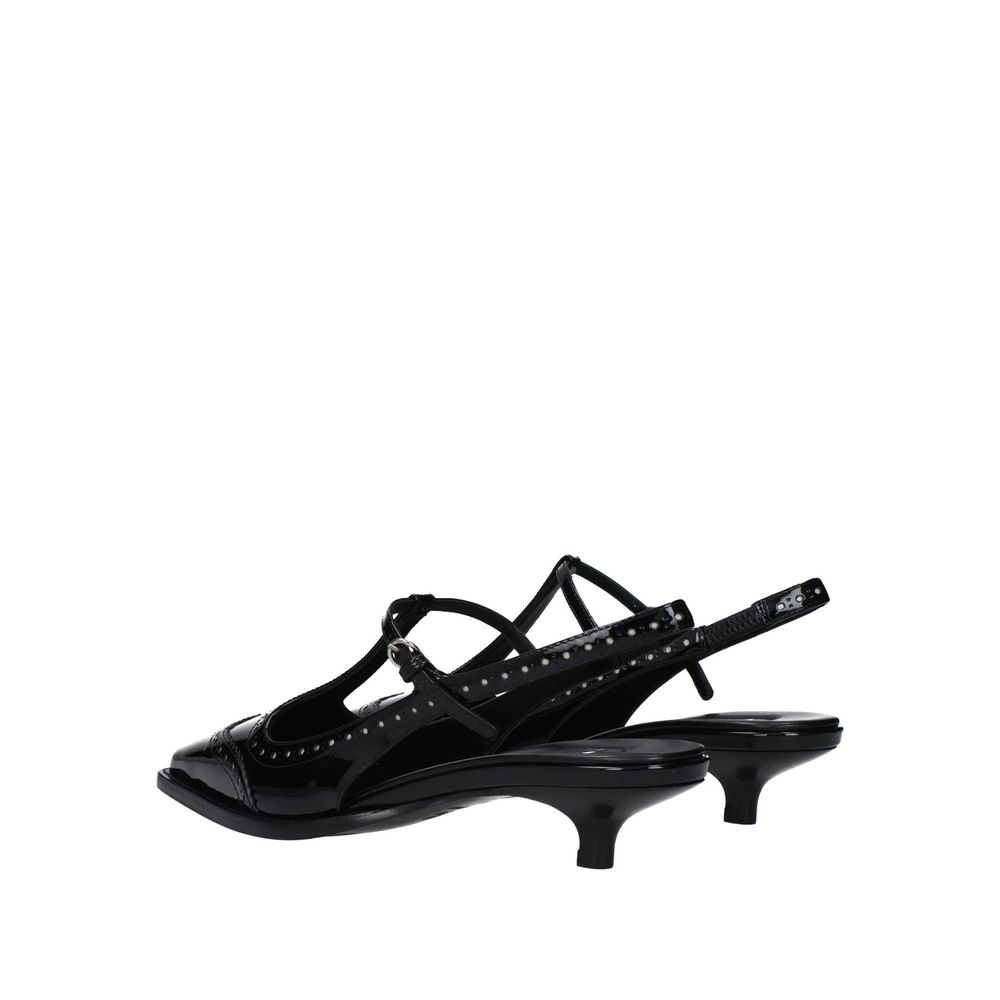 Black high heel shoes with straps and studs