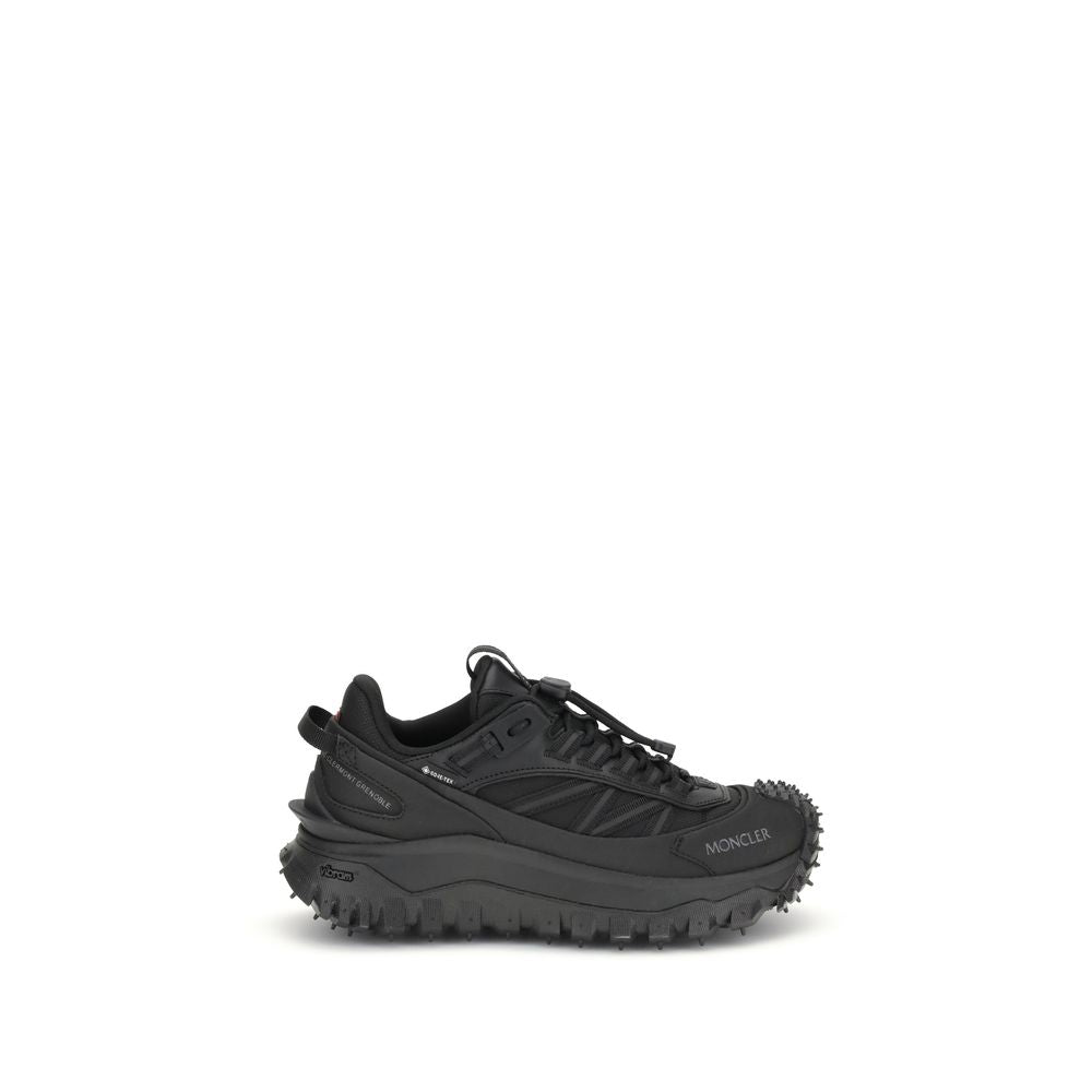 Black hiking shoe with a rugged sole