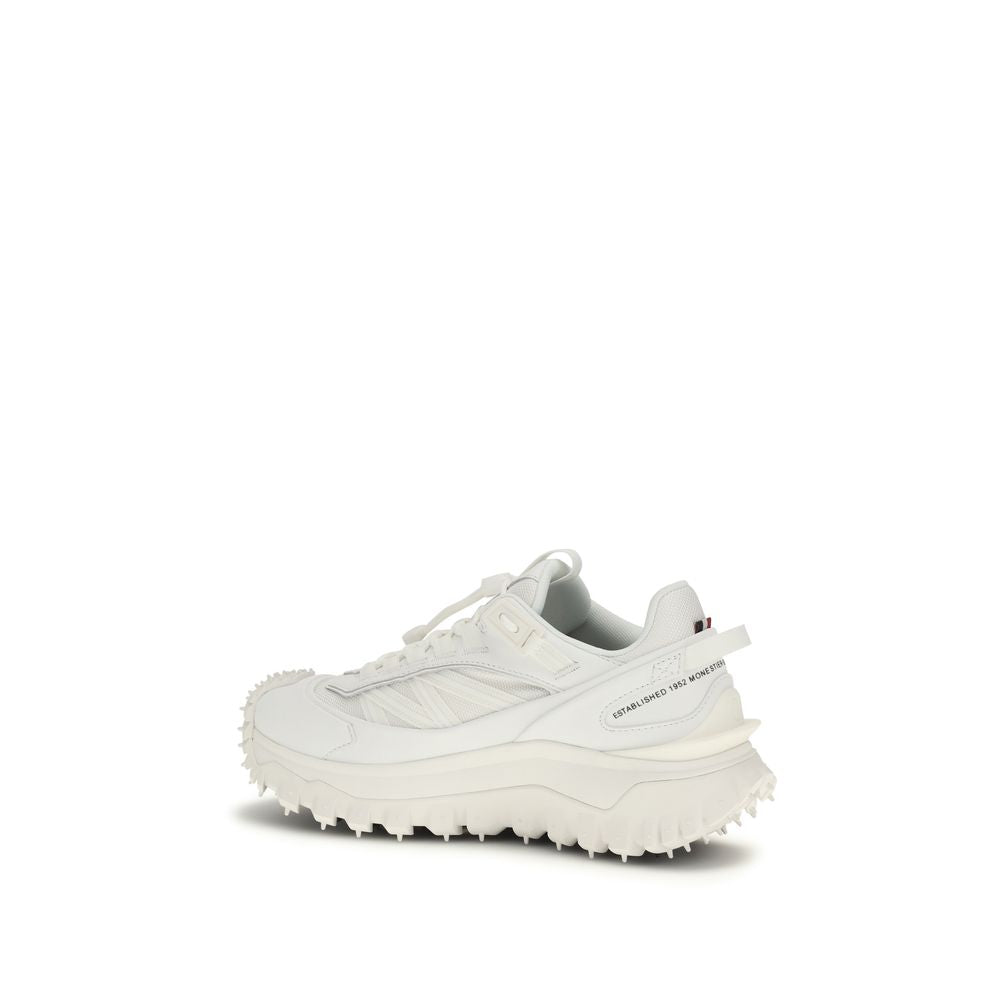 White polyamide athletic sneakers with rubber sole, lace-up closure and embossed logo on side