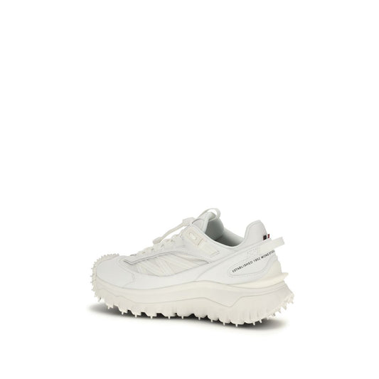 White polyamide athletic sneakers with rubber sole, lace-up closure and embossed logo on side