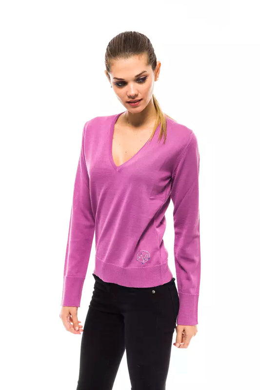 Long sleeve purple sweater on a woman