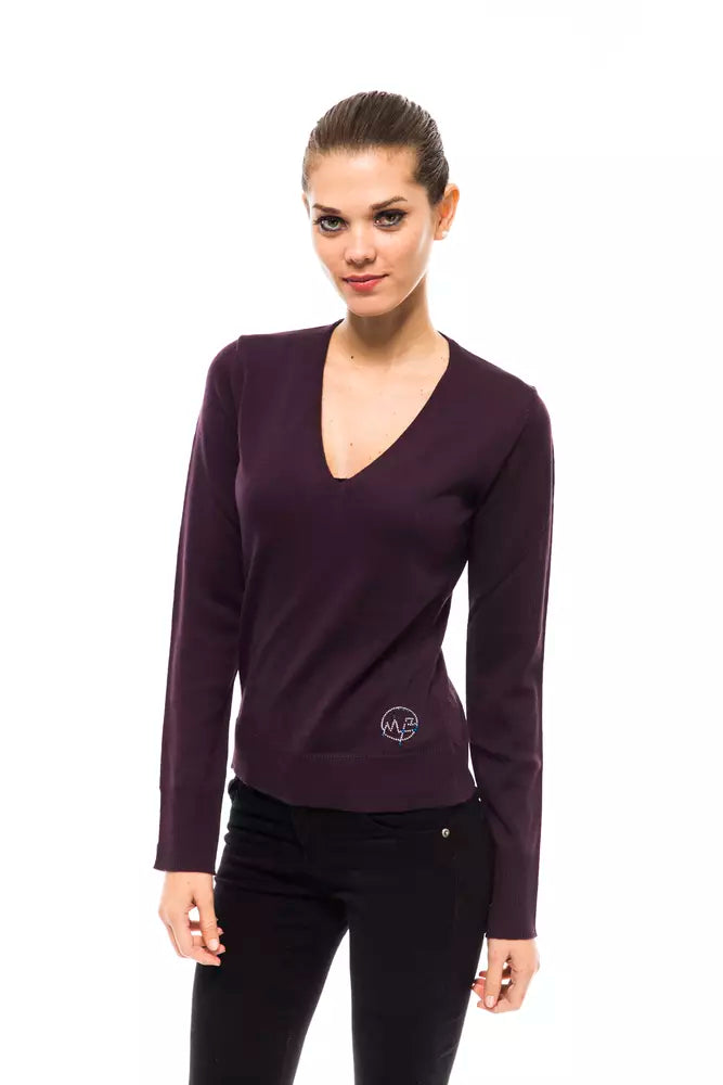 Long sleeve purple sweater on woman