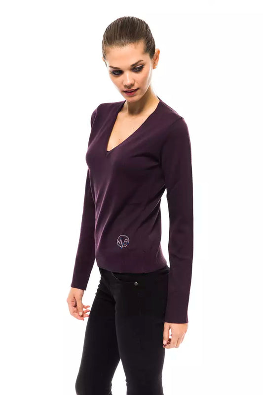 Long sleeve purple sweater on woman