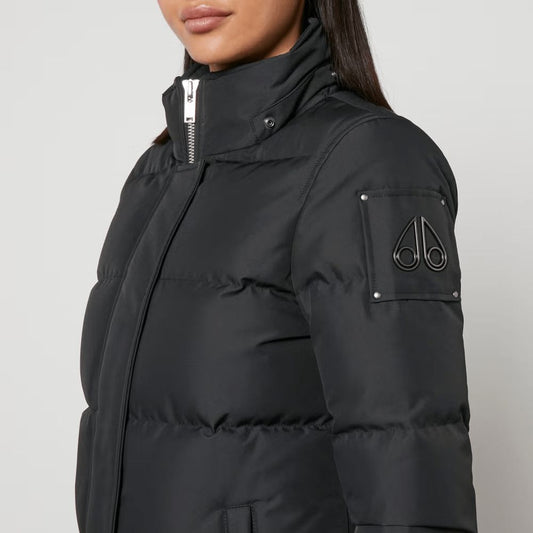 Black padded jacket with zippered front pocket