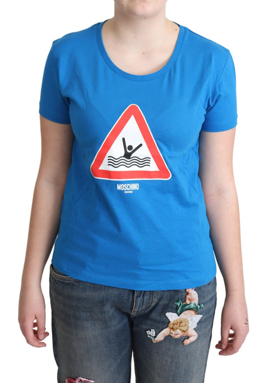 Blue t-shirt with swimming sign