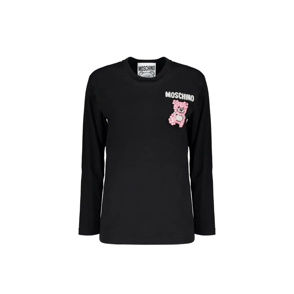 Black long sleeve shirt with pink bear graphic on front