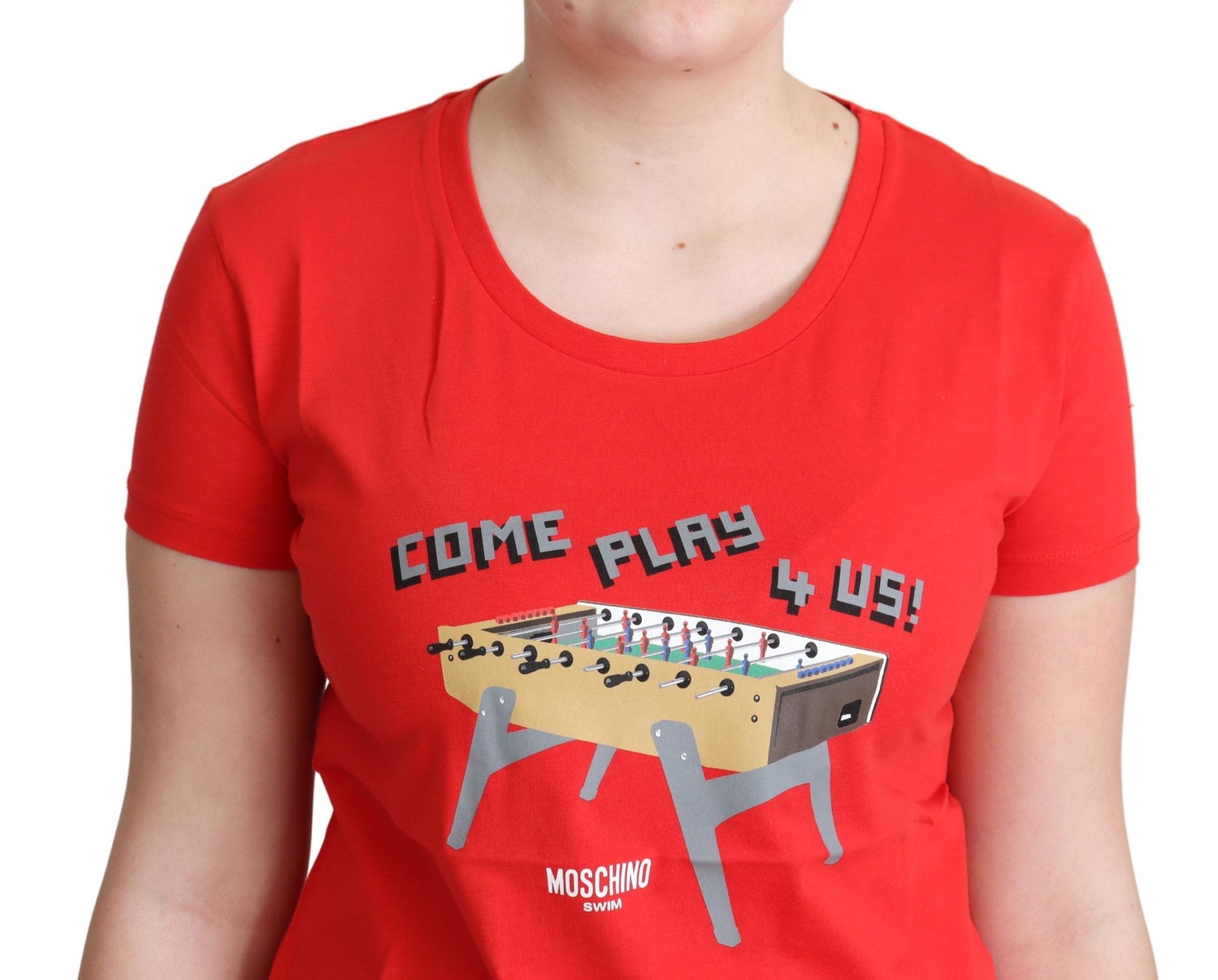 Red t-shirt with graphic of pool table