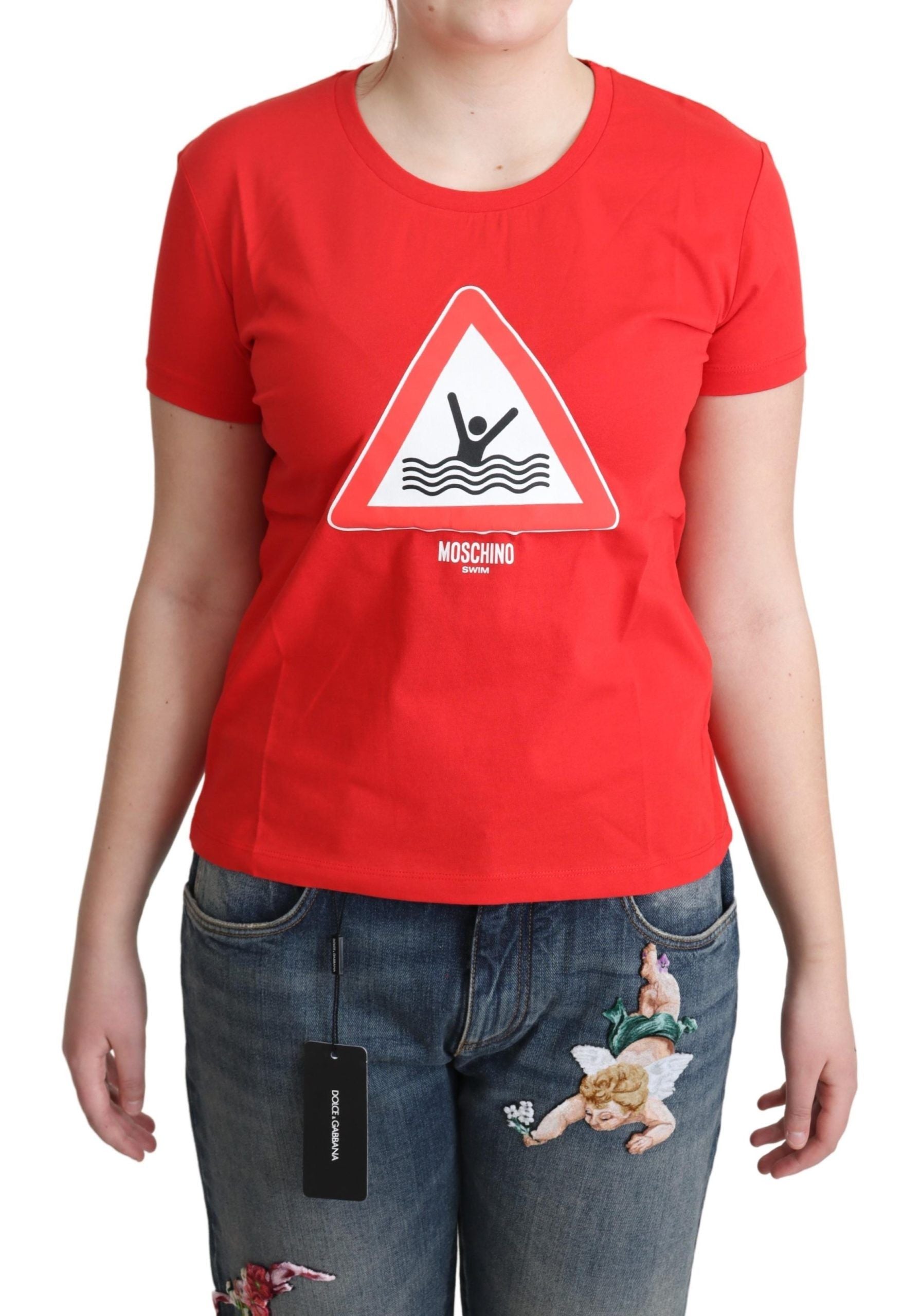 Red t-shirt with swimming sign