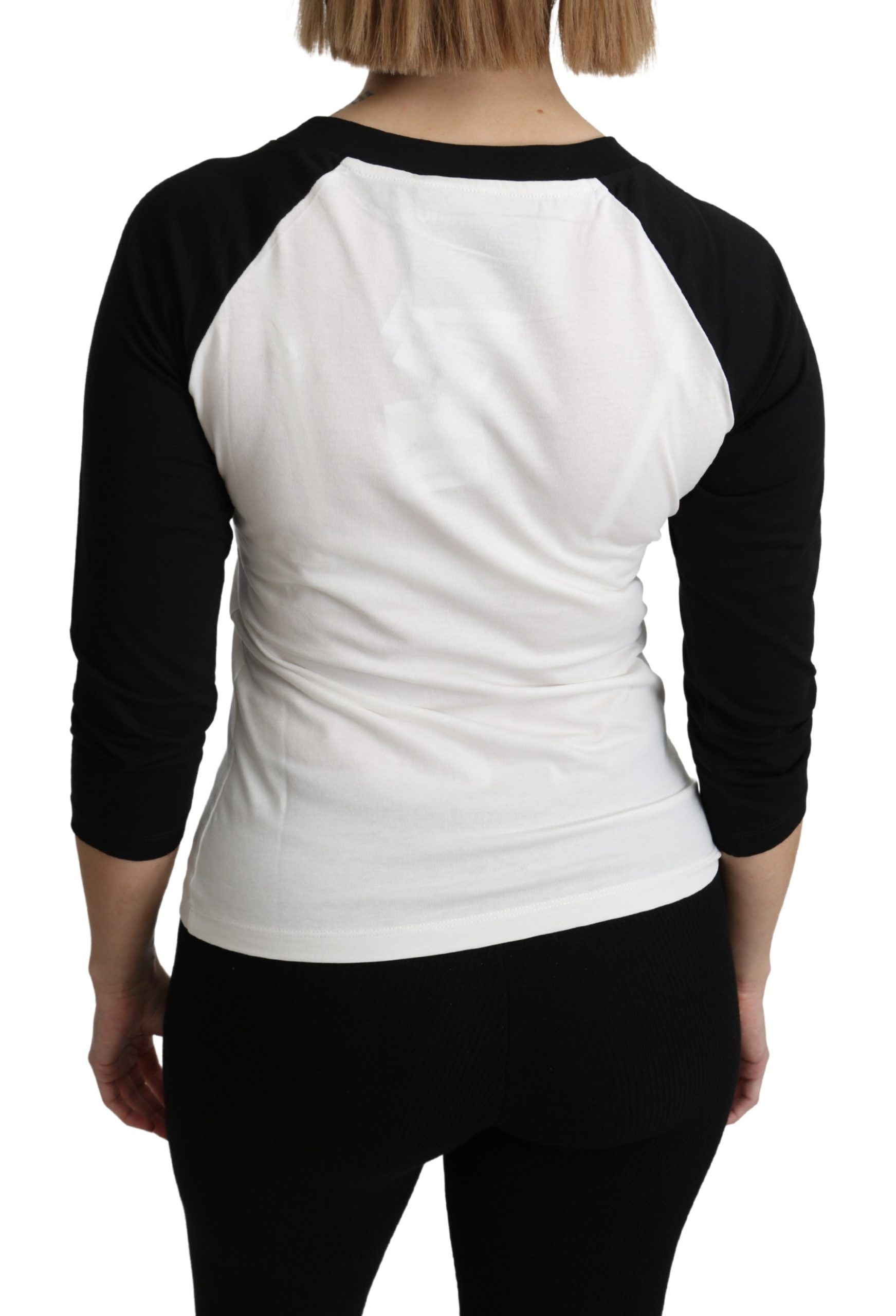 Black and white baseball jersey on woman's back