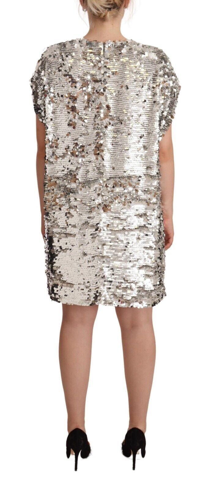 Shiny silver sequined dress