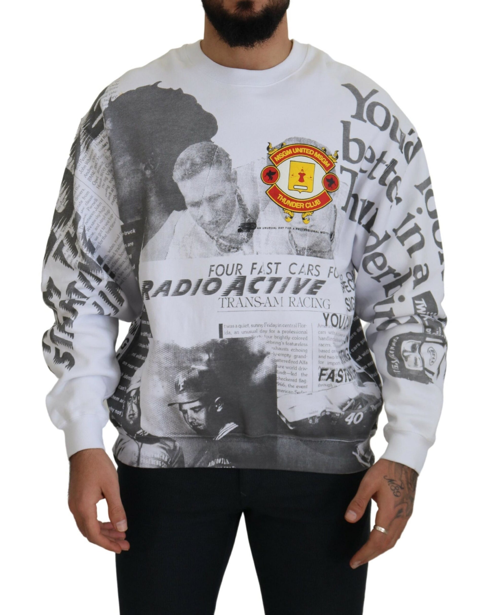 Sweatshirt with newspaper print design
