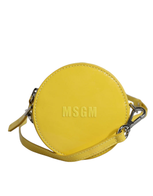 Yellow leather purse with metal hardware