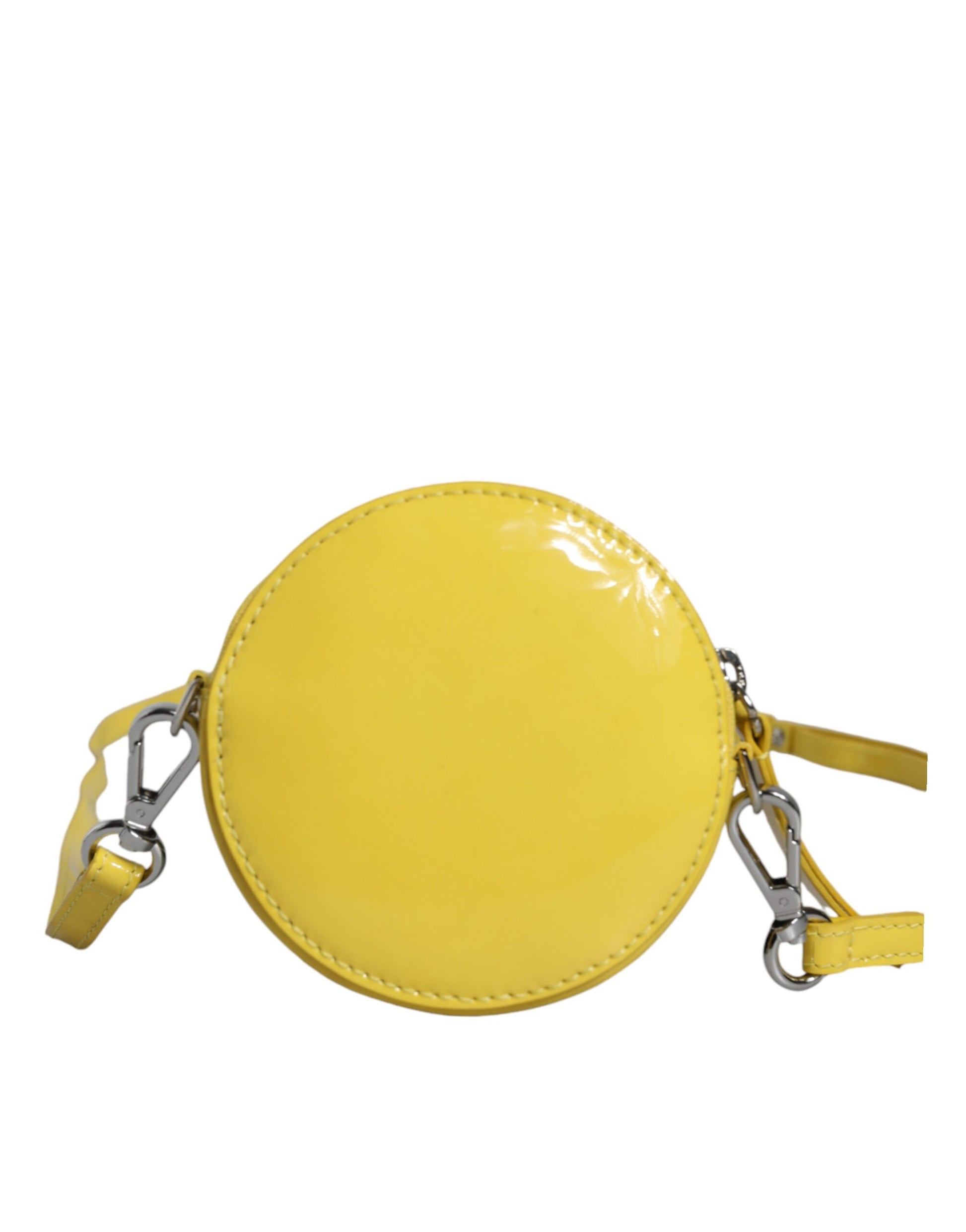 Yellow leather purse with silver hardware