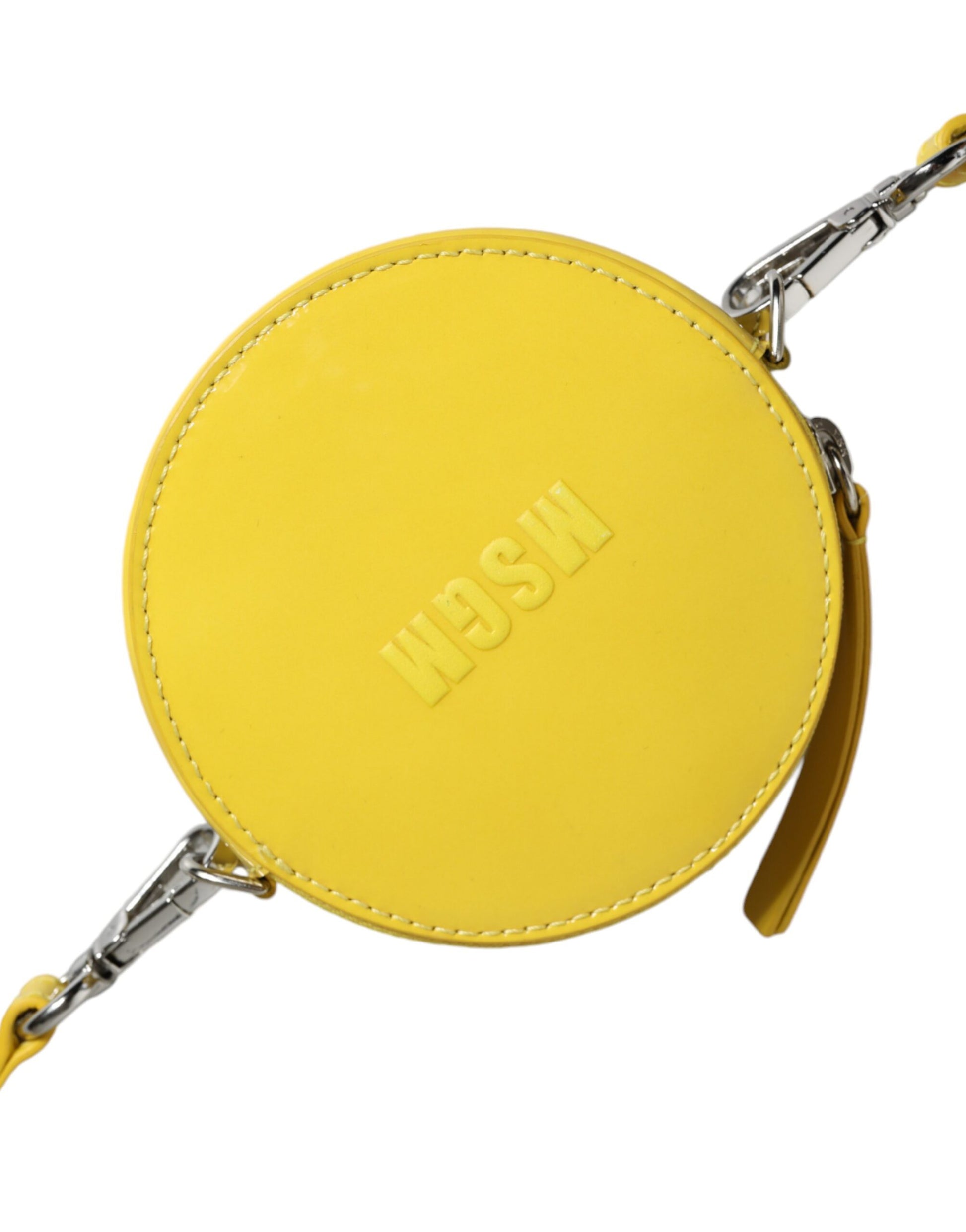 Yellow leather wallet with chain strap