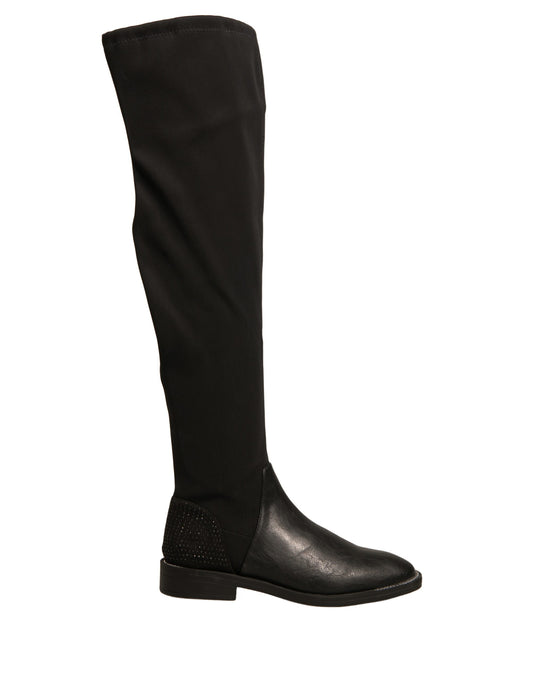 Black knee high boot with heel