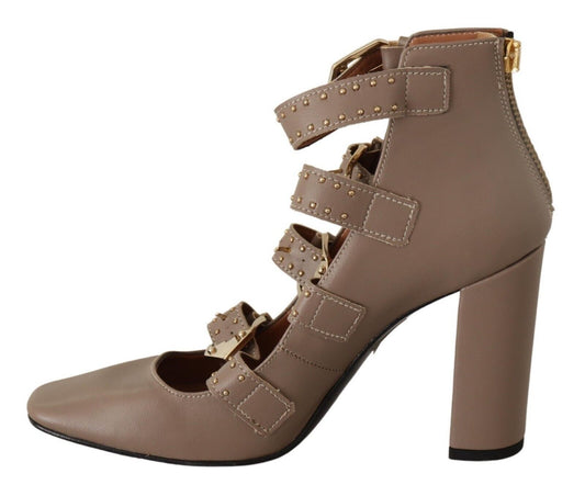 Brown suede ankle boot with buckles and straps