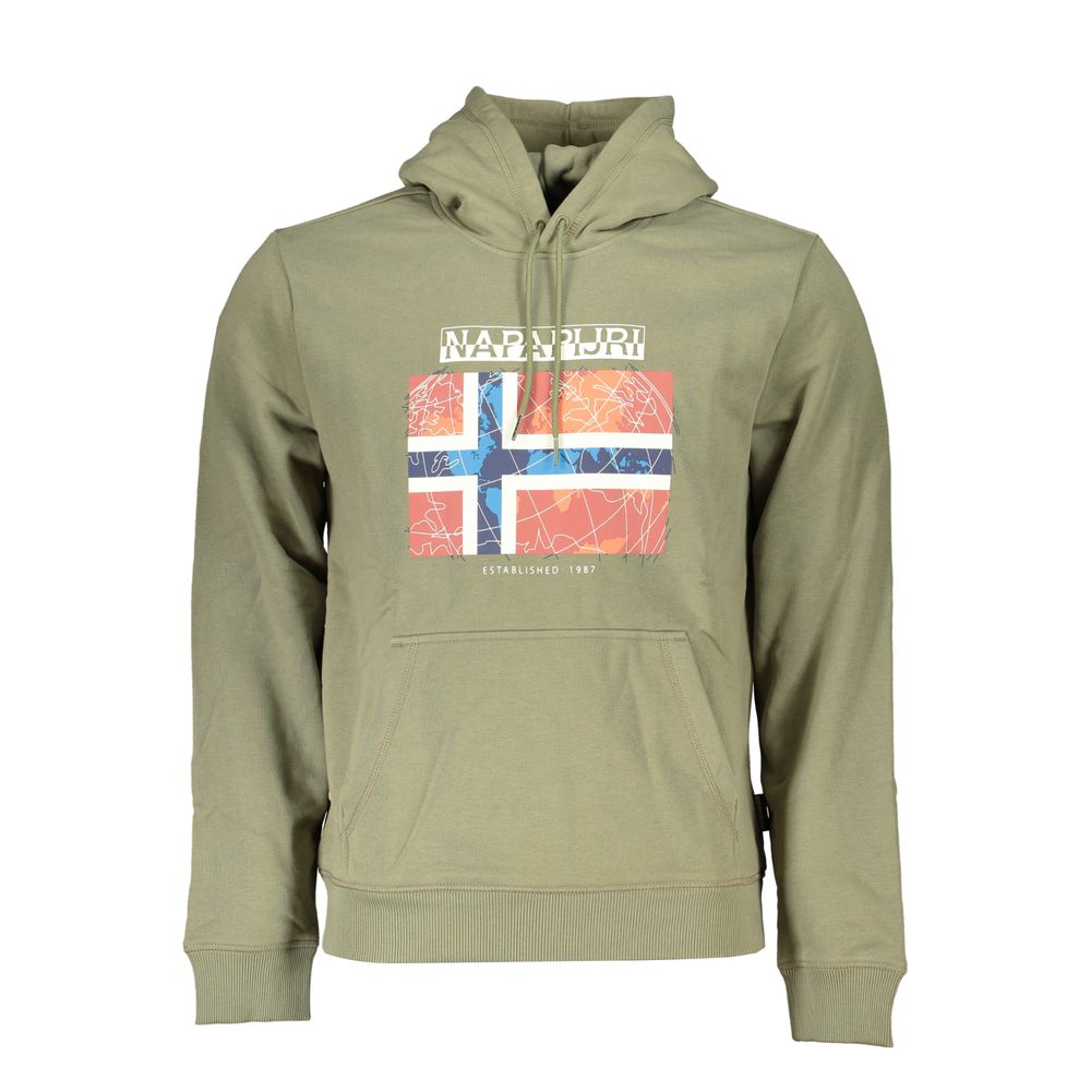 Tan hoodie with colorful design on front