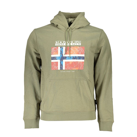 Tan hoodie with colorful design on front