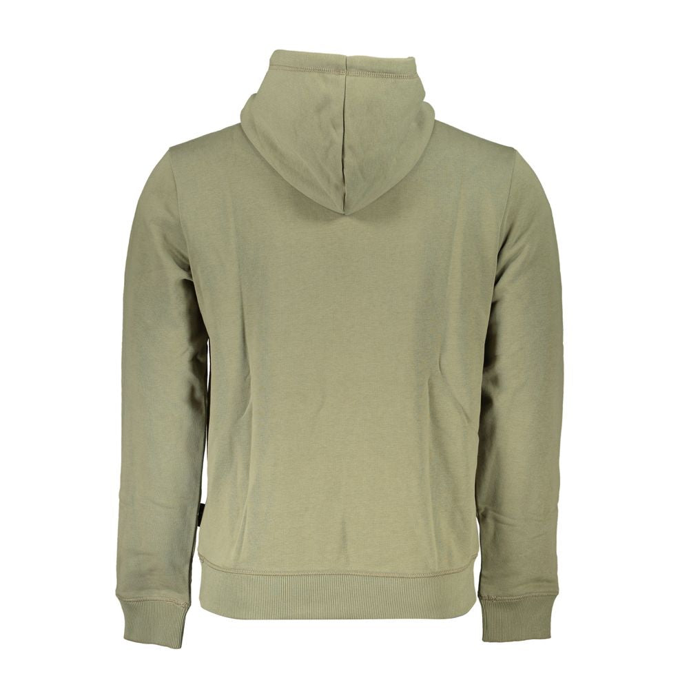 Tan hooded sweatshirt on display