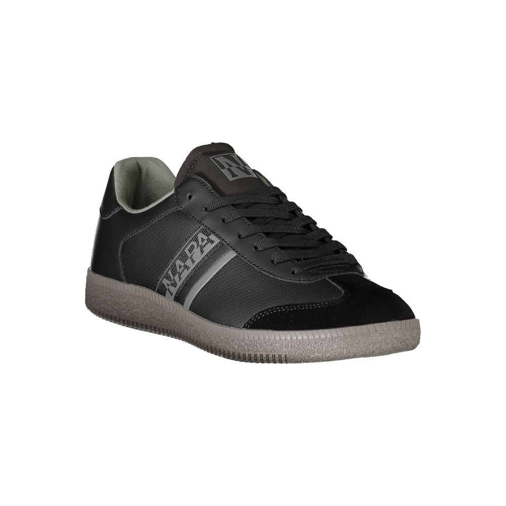 Black sneaker with white sole