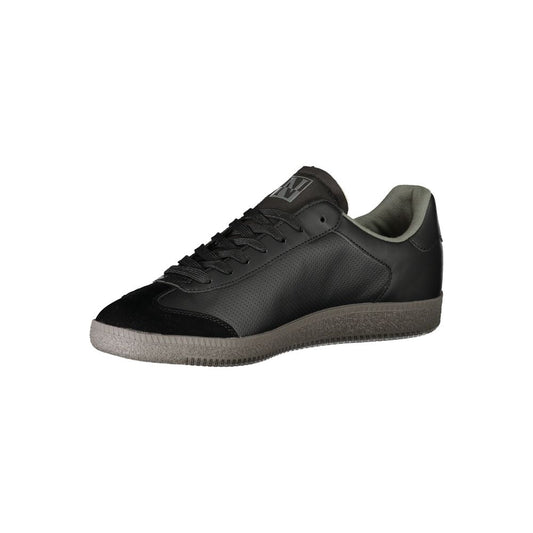 Black sneaker with white sole