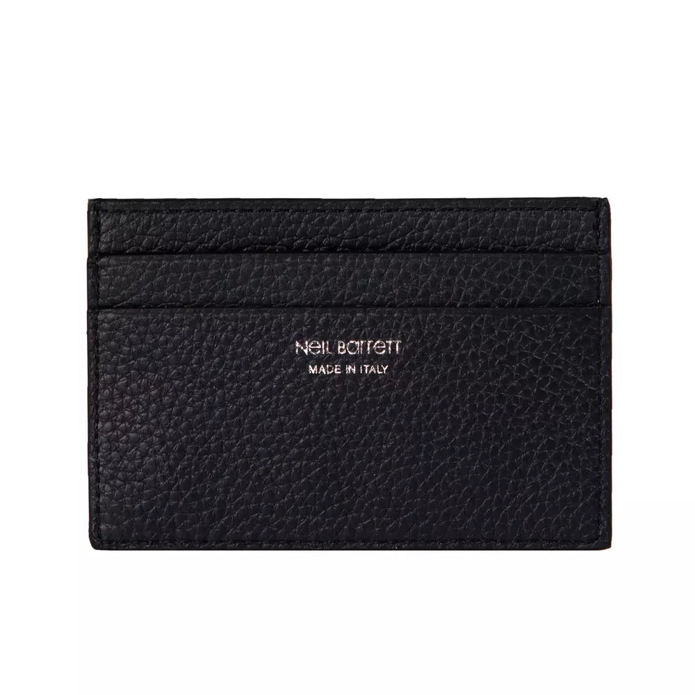 Black leather wallet with gold lettering