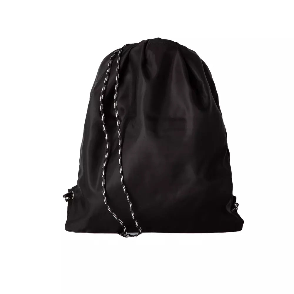 Black backpack with zippered front pocket