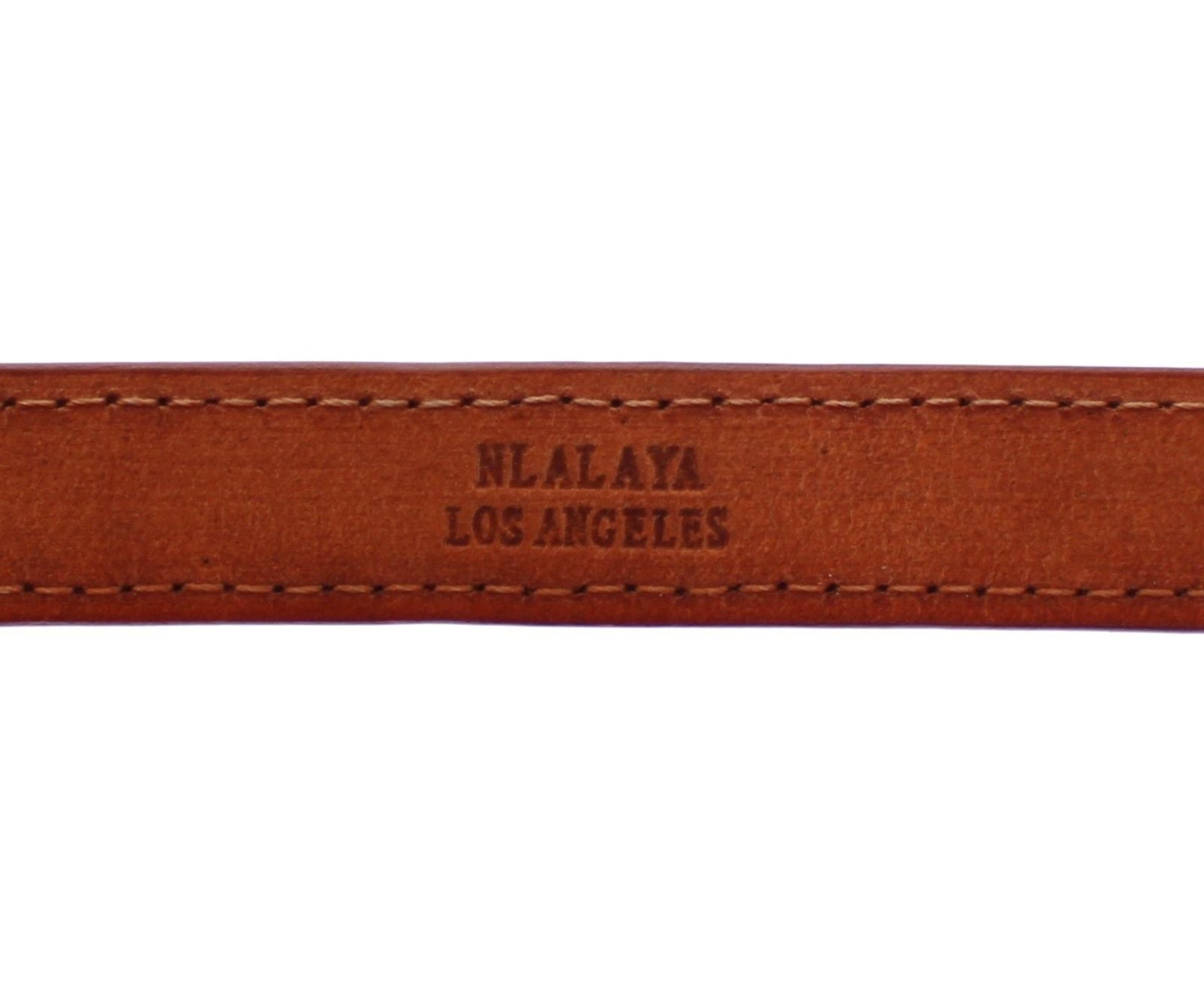 Brown leather belt with embossed logo