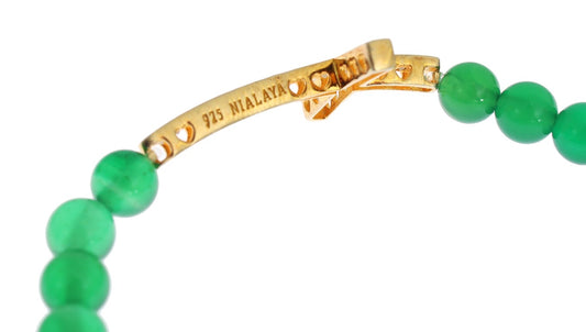 Green bead bracelet with gold clasp