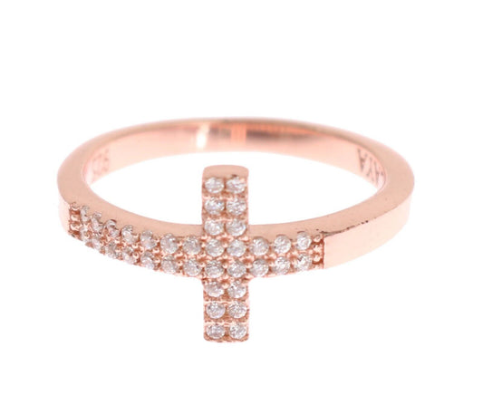 Ring with cross design and pink stones
