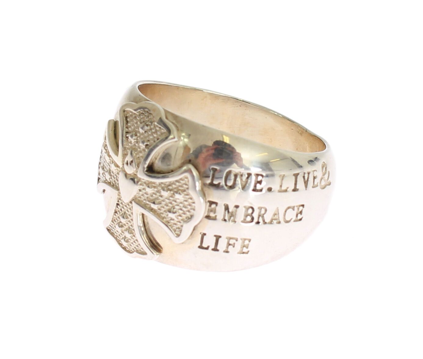 Ring with engraved words "Love live & embrace life"